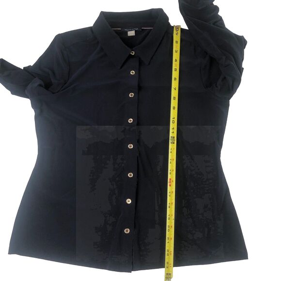Tommy Hilfiger Women’s Button Down Blouse Navy Blue Tag Size Large - Picture 6 of 14